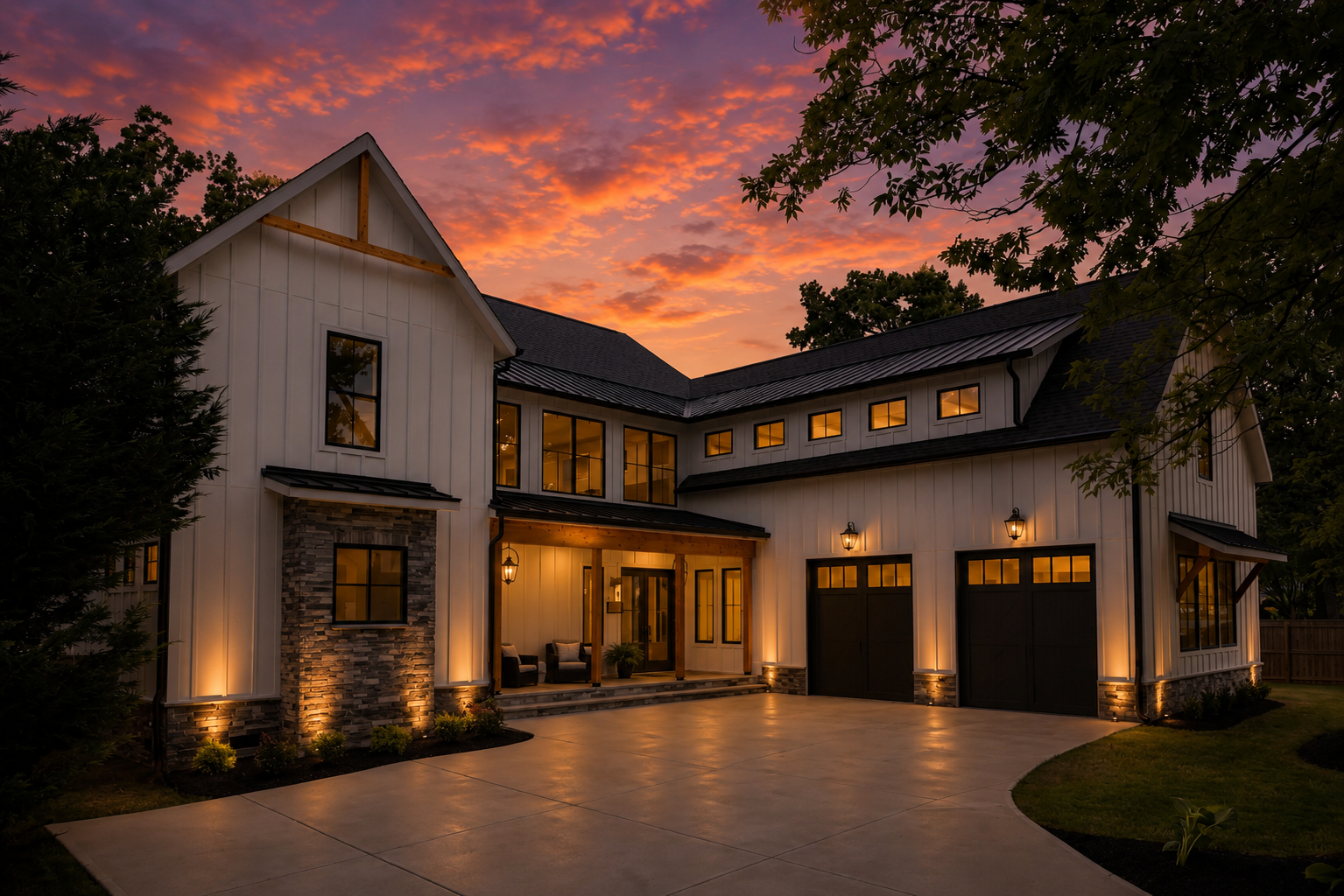 Bertonley by Bassett Homes — exterior view of the Modern Farmhouse home design