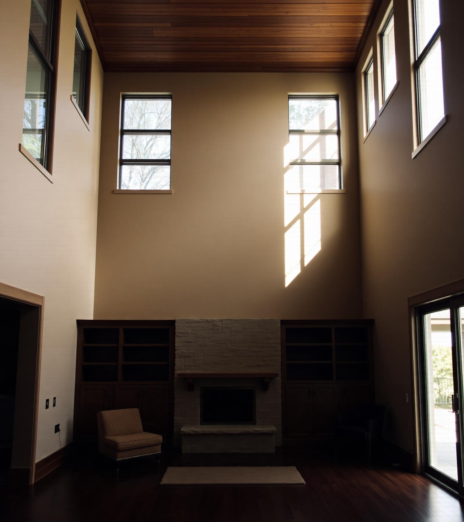 Interior of a Bassett Homes residence showing scale, natural light, and material